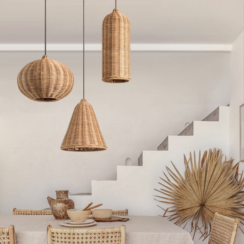Lamppo Pendant Lighting 3-Lights Natural Rattan Cluster Ceiling Light ...