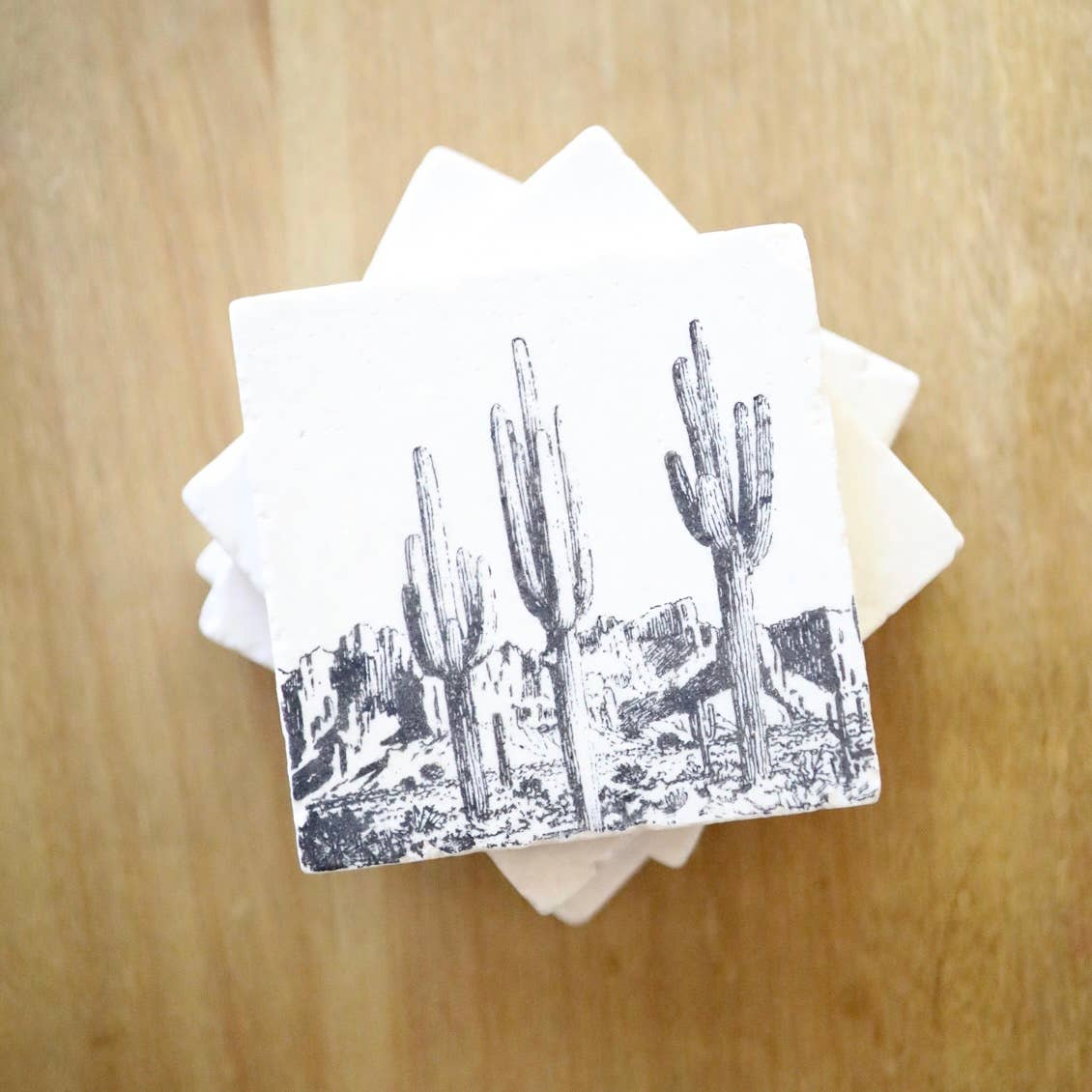 Vintage Cactus Desert Marble Coaster