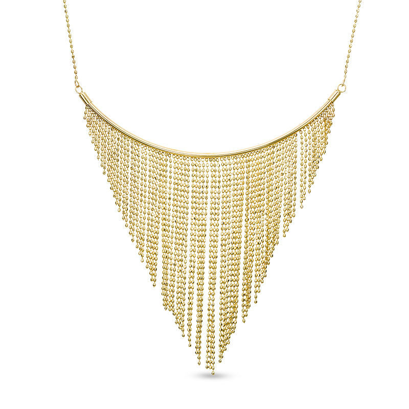 Diamond-Cut Tapered Fringe Chain Bib Necklace in 10K Gold