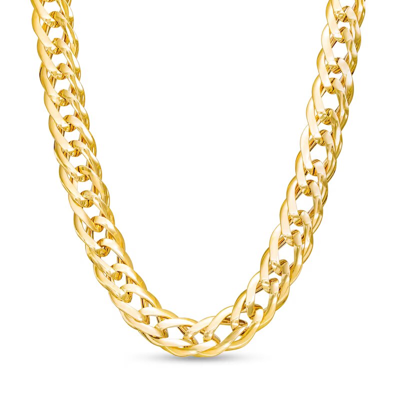 Made in Italy 2.5mm Hollow Double Flat Link Necklace in 14K Gold