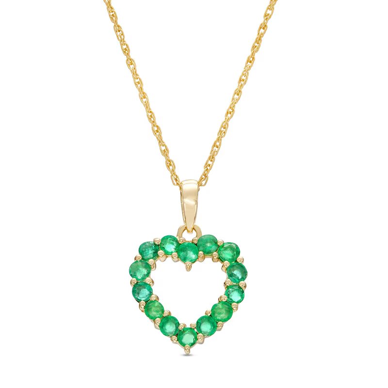 Emerald Heart Outline Drop Pendant in 10K Gold