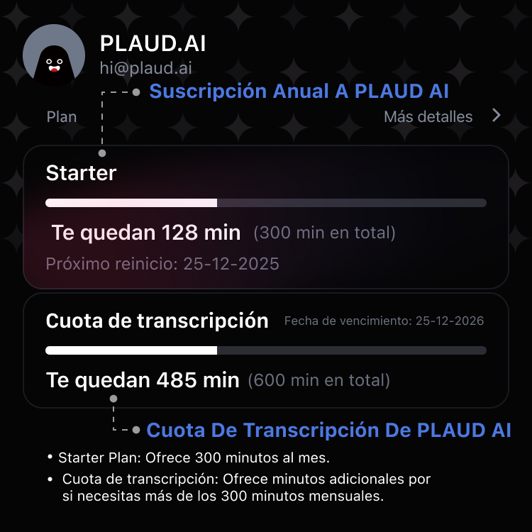 Cuota de Transcripción de Plaud AI