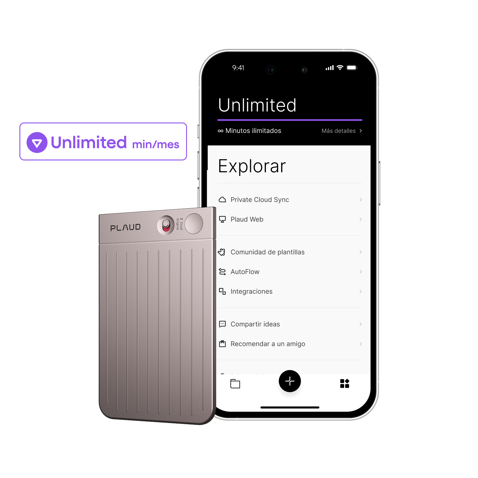 Plaud Note y Suscripción Ilimitado Anual a Plaud AI