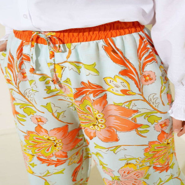 Colorful Patterned Loose Trousers Orange