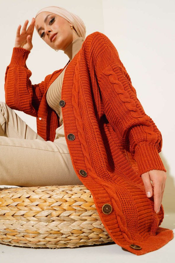 Buttoned Front Knitted Cardigan Tile