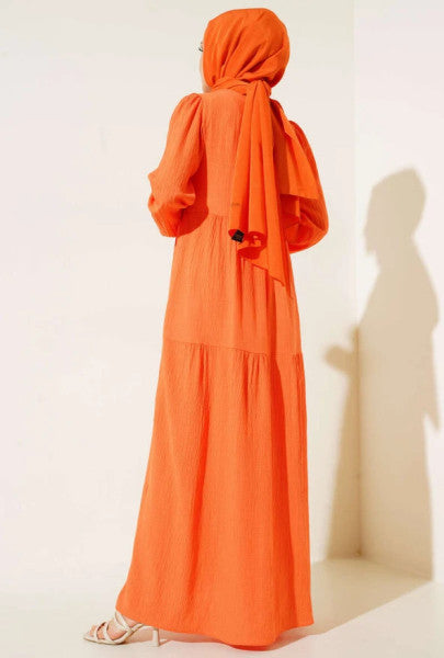 Beltless Fabric Dress Orange