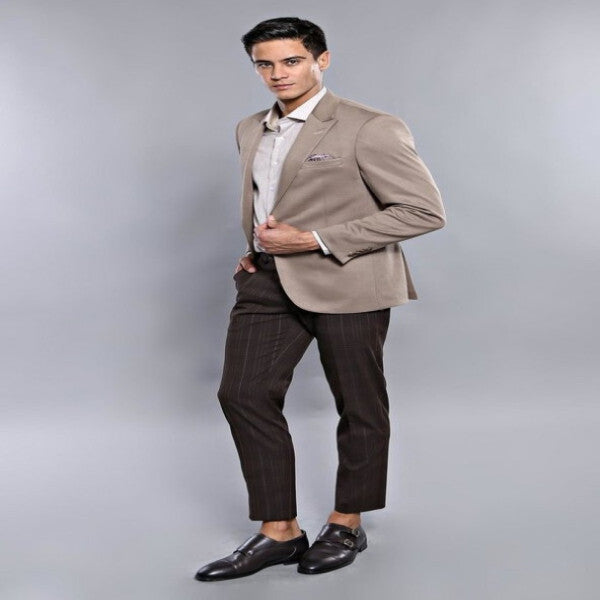 Pen Beige Slim Fit Jacket Wessi