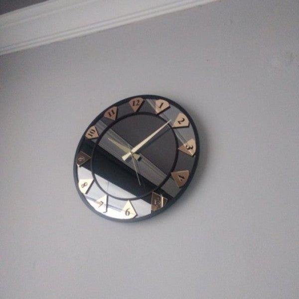 Harika Crown Real Mirrored Diamond Decorative Wall Clock (40 Cm)