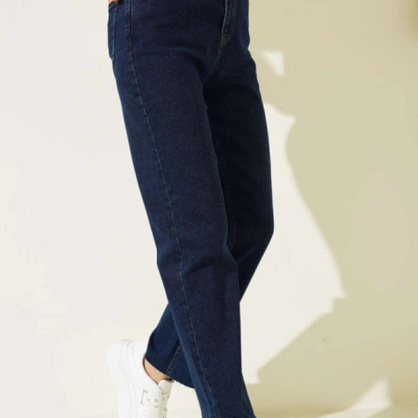 Wide Leg Jean Trousers Navy Blue