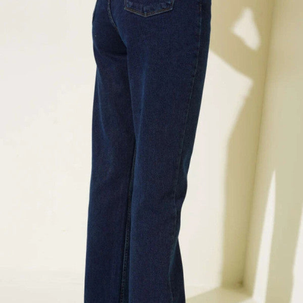 Wide Leg Jean Trousers Navy Blue