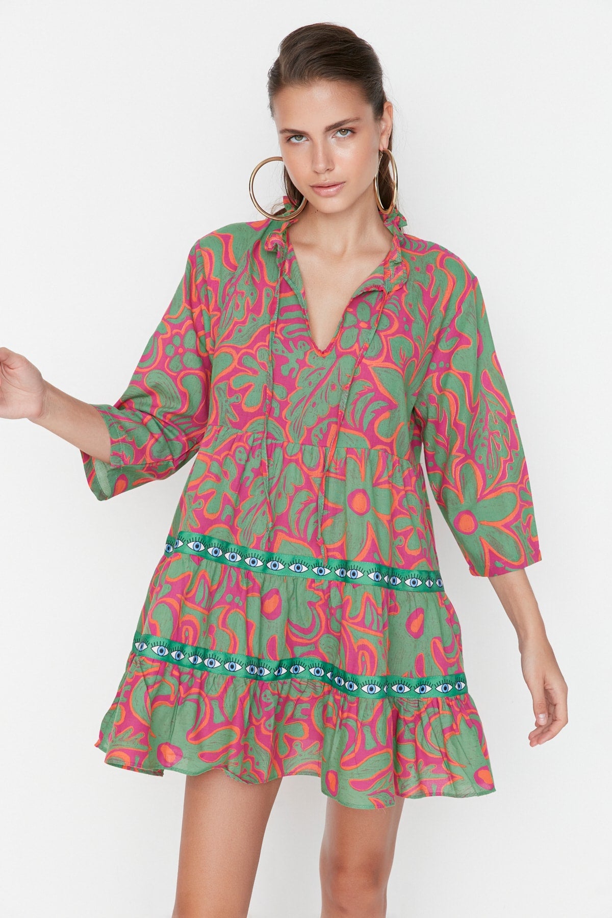 Trendyolmilla Multicolor Patterned Beach Dress Tbess22El0765