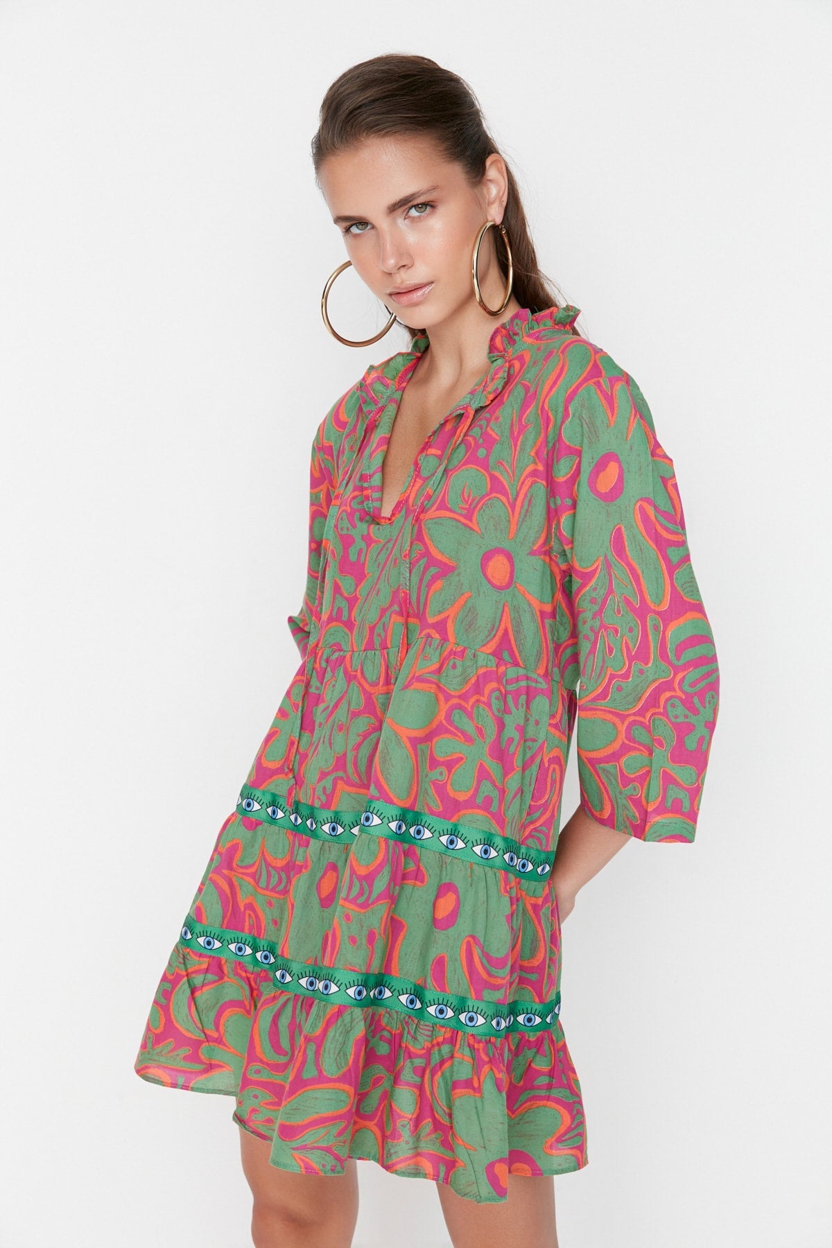 Trendyolmilla Multicolor Patterned Beach Dress Tbess22El0765