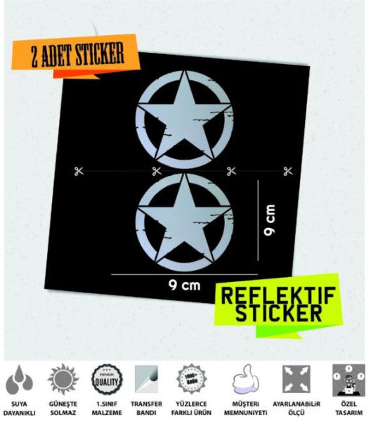 2Pcs Small Size Worn Military Star Set Reflective Sticker ??nar Extreme