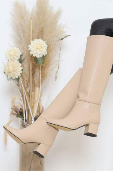 5 Cm Heeled Boots Beige - 12000.264.