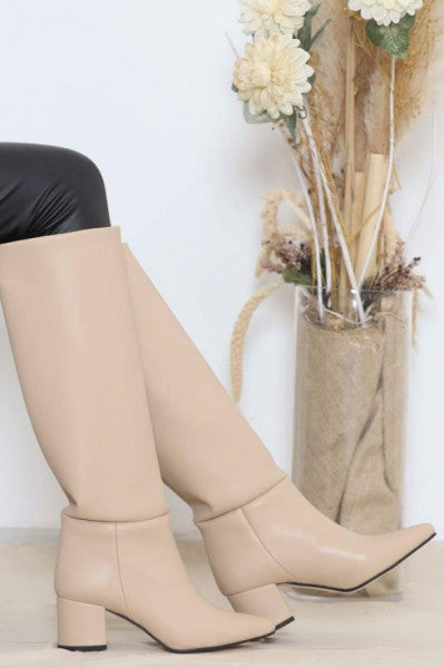 5 Cm Heeled Boots Beige - 12000.264.