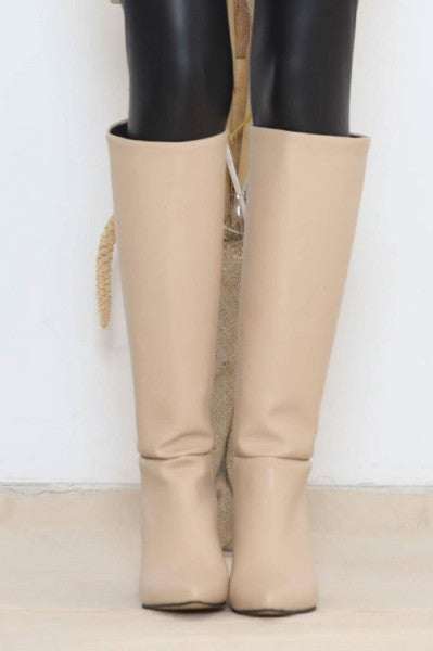 5 Cm Heeled Boots Beige - 12000.264.