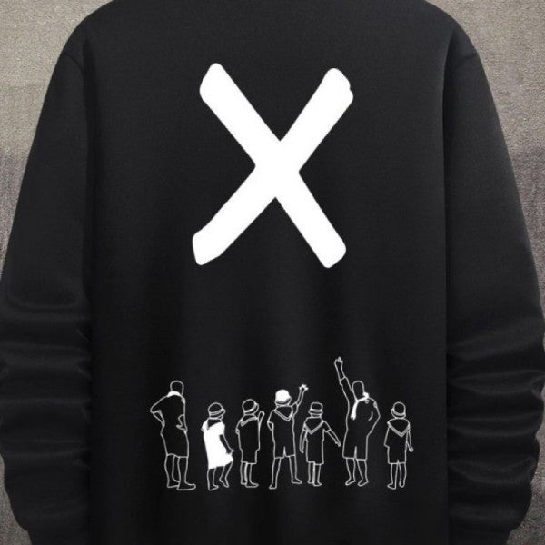 Unisex Design X Printed Crew Neck Sweatshirt