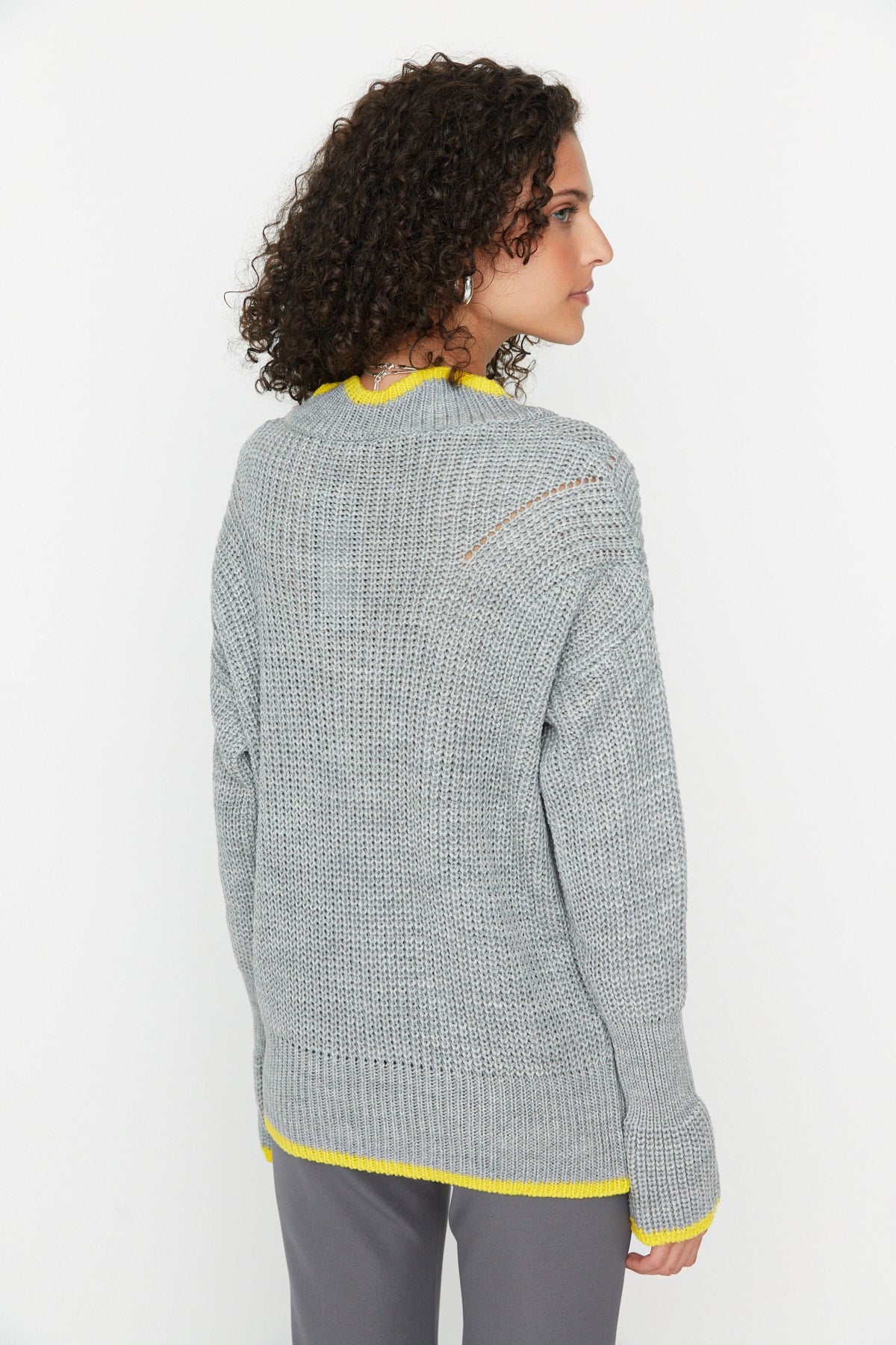 Trendyolmilla Petrol Color Block Knitwear Sweater Twoaw23Kz00419