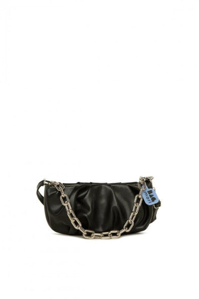 Bagmori Black Silver Chain Pleated Mini Bag