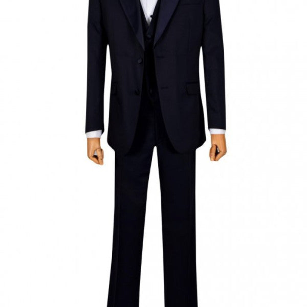 Cengiz ?nler Honeycomb Pattern Shawl Collar Double Button Groom Suit
