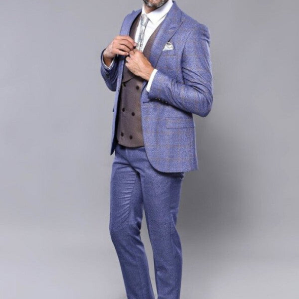 Plaid Navy Blue Combined Suit Wessi