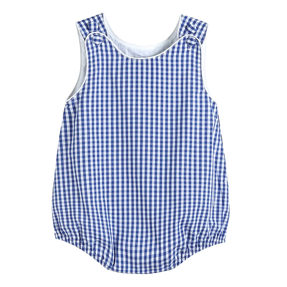 Lil Cactus - Classic Dark Blue Gingham Baby Bubble Romper