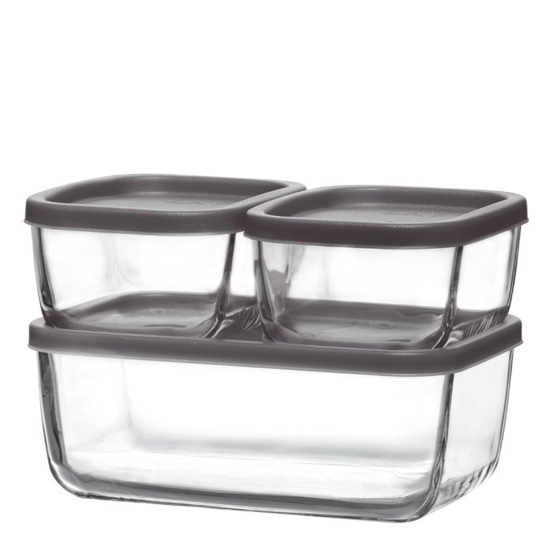 Glass Food Container Set with Lids, 3 Pcs, 13.75 Oz, 39.5 Oz