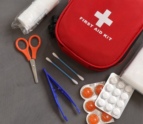 Injuries can happen at any time, so it's important to have a first aid kit with you at all times.  Your kit should include bandages, gauze, antiseptic wipes, pain relievers, and any other medications you might need.
