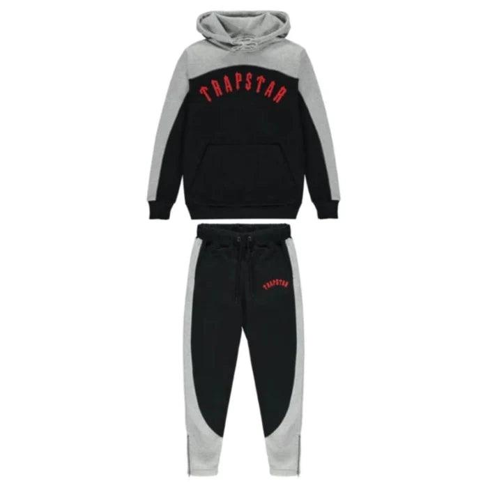 Trapstar Irongate Arch Chenille Hooded Tracksuit Black/Grey/Red