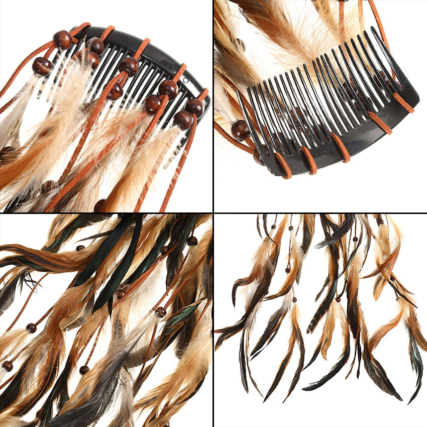 Tassel Feather Hair Combs