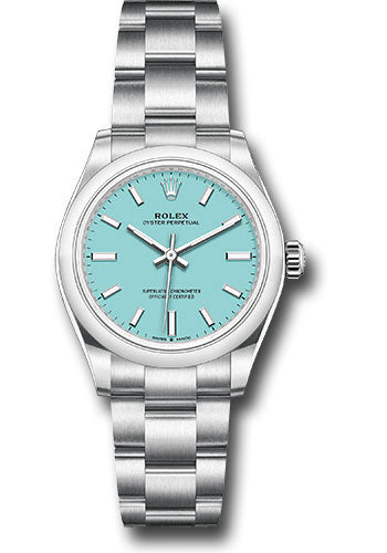 Rolex Oyster Perpetual 31 Watch - Domed Bezel - Turquoise Blue Index Dial - Oyster Bracelet - 277200 tbio