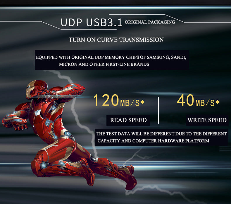 Echter Iron Man Hochgeschwindigkeits-Flash-Speicher