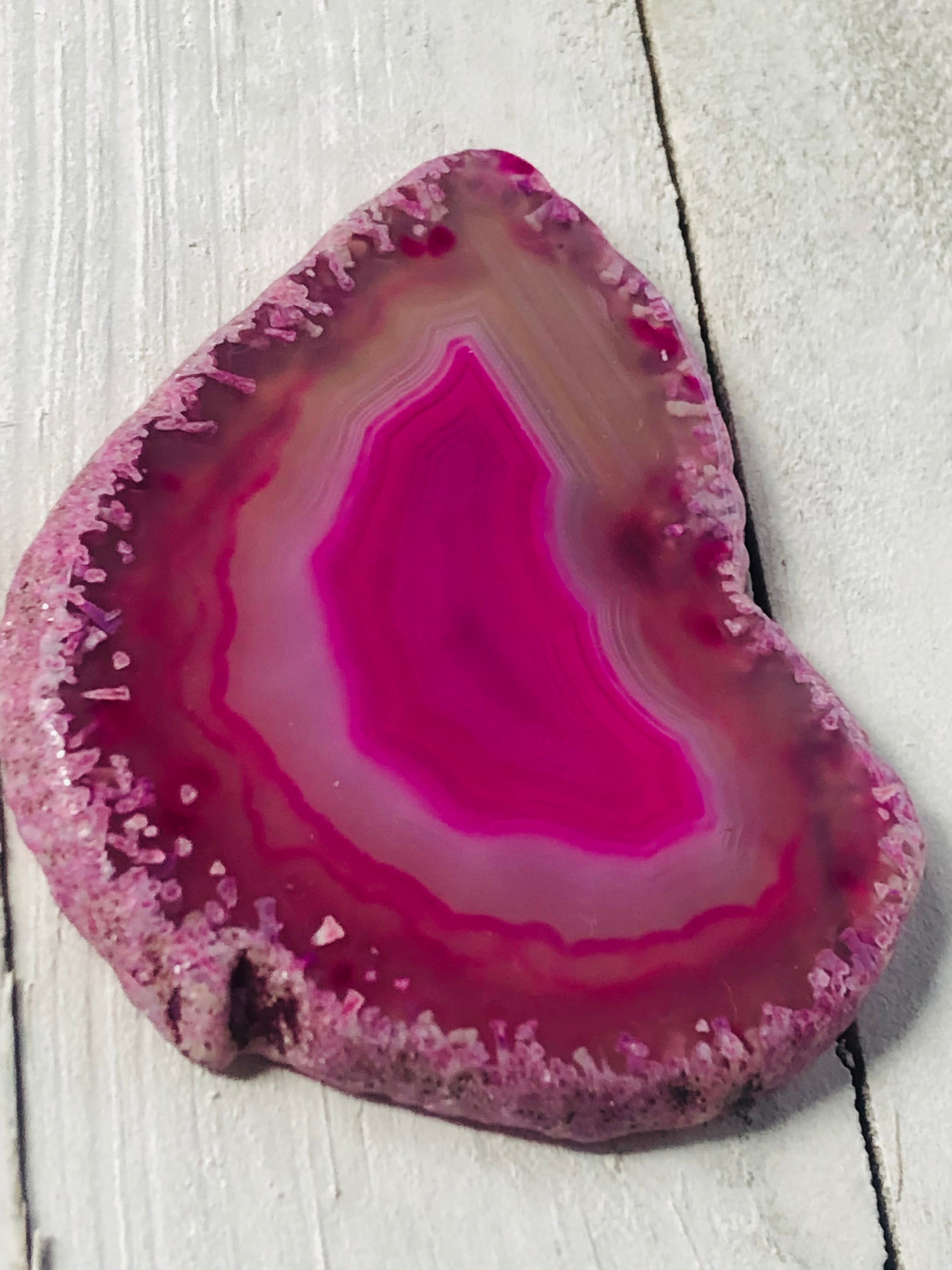 Pink Agate geode slice ?