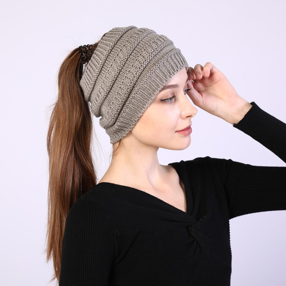 Ponytail Wool Hat