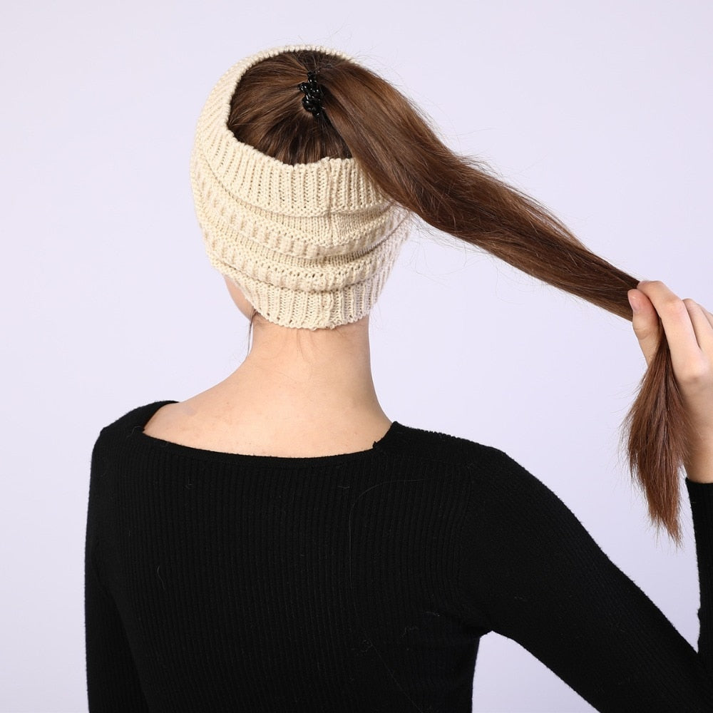 Ponytail Wool Hat