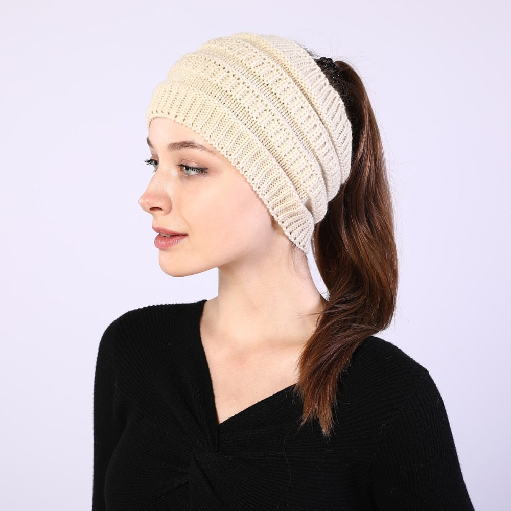 Ponytail Wool Hat