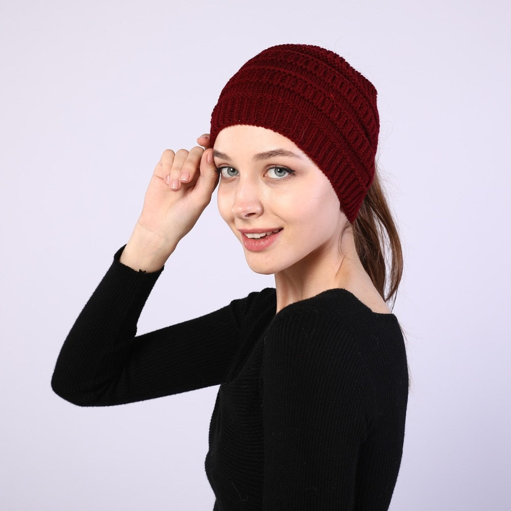 Ponytail Wool Hat