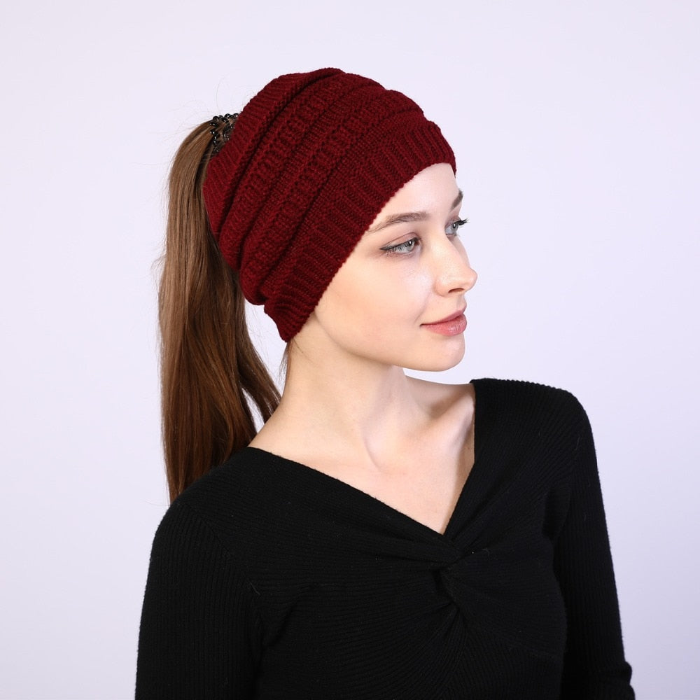 Ponytail Wool Hat