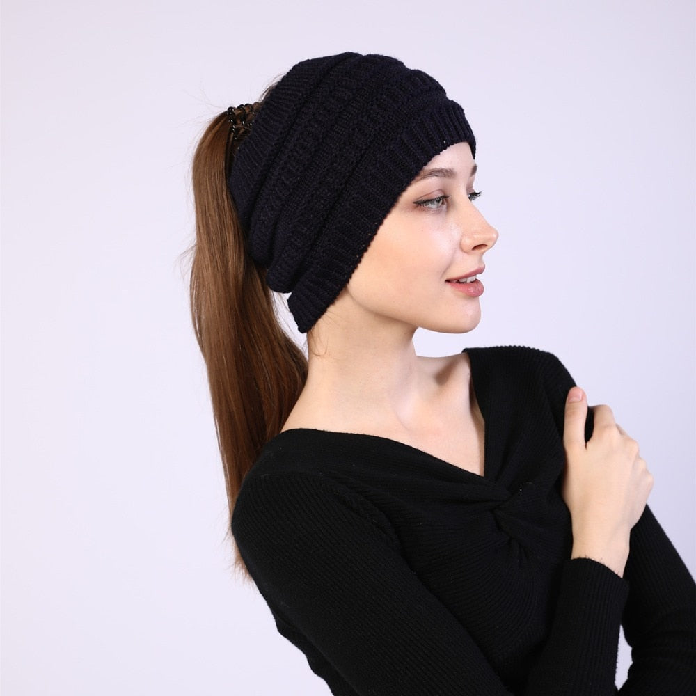 Ponytail Wool Hat