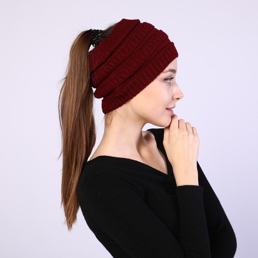 Ponytail Wool Hat