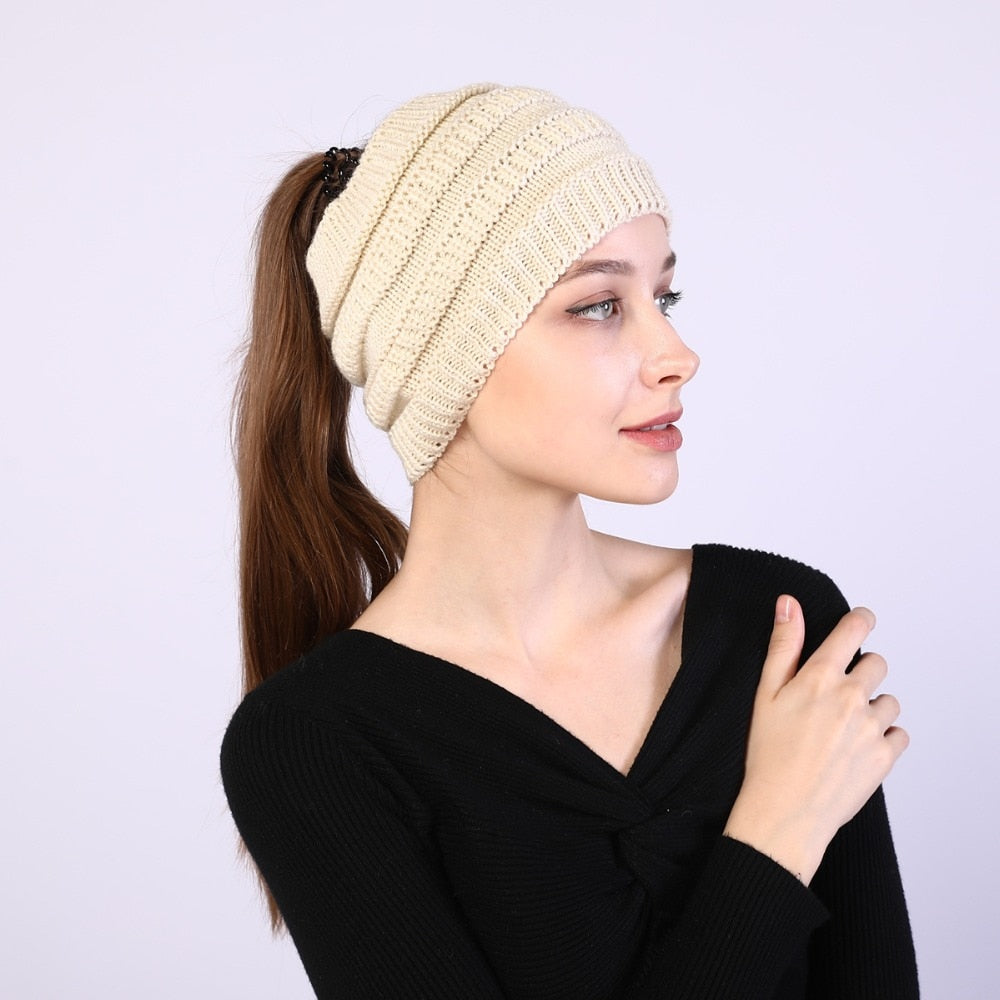 Ponytail Wool Hat