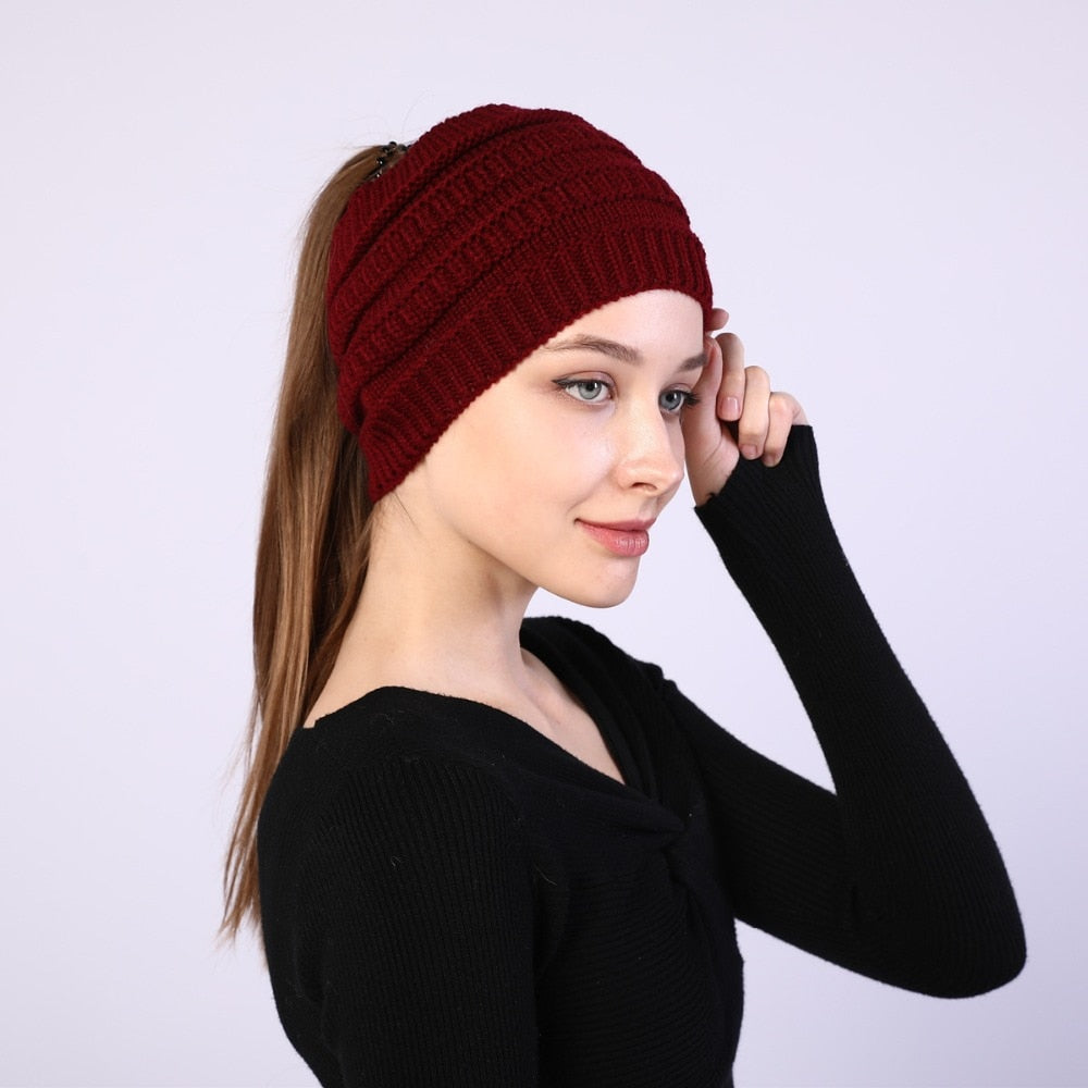 Ponytail Wool Hat