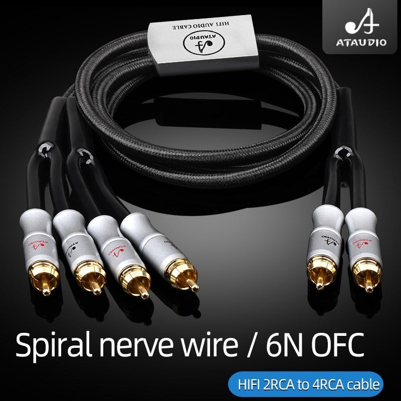 ?ATAUDIO?RCA Stereo Plug Male to Dual Audio Splitter Cable 6N OFC Pure