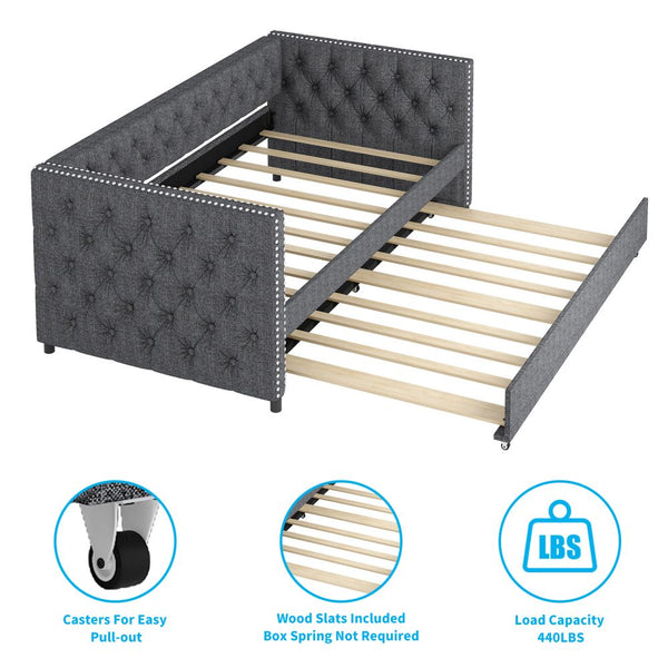 2 In 1 Twin Size Pull Out Day Bed With Trundle