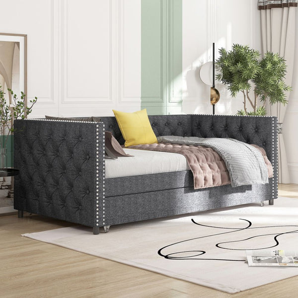 2 In 1 Twin Size Pull Out Day Bed With Trundle