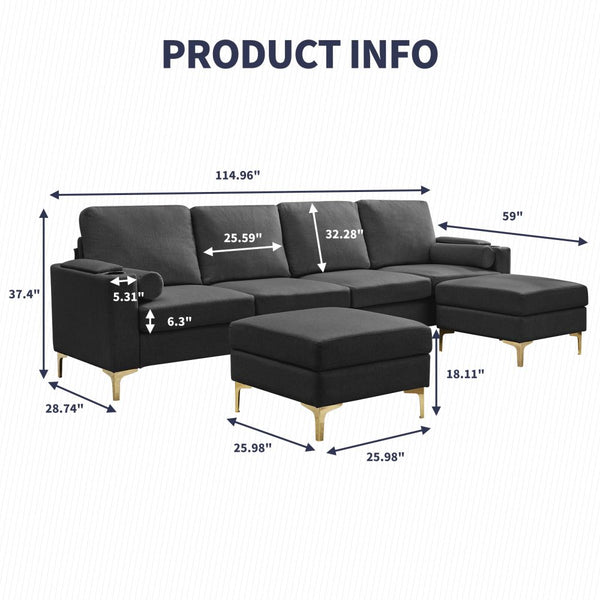 Mjkone Modern Velvet Upholstered sofa