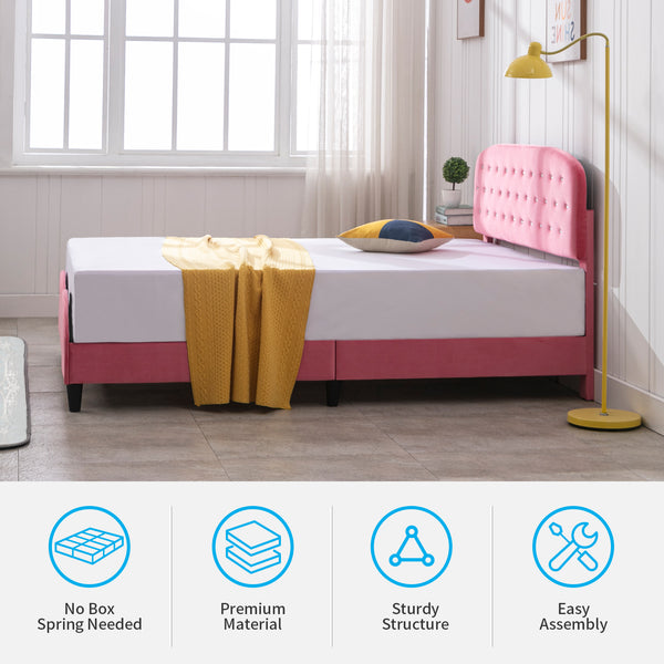 Mjkone Pink Princess Wooden Kids Bed Frames