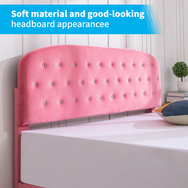 Mjkone Pink Princess Wooden Kids Bed Frames