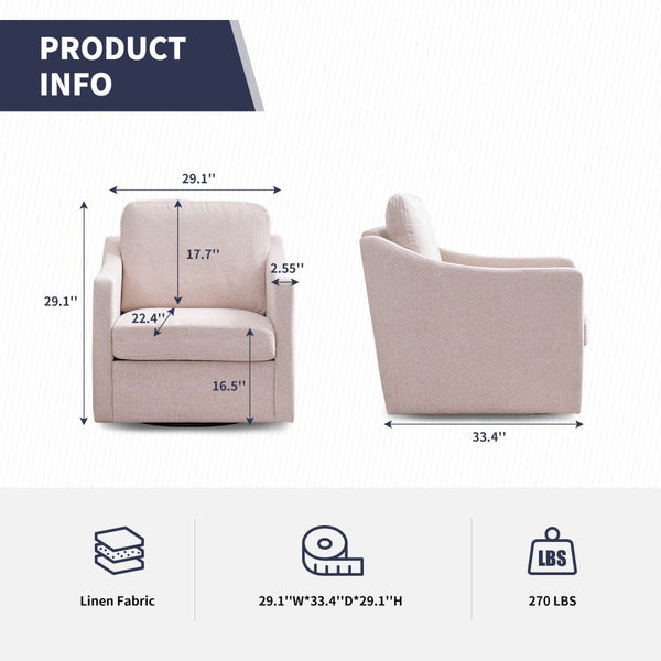 Mjkone Upholstered 360 Degree Swivel Accent Sofa Chair