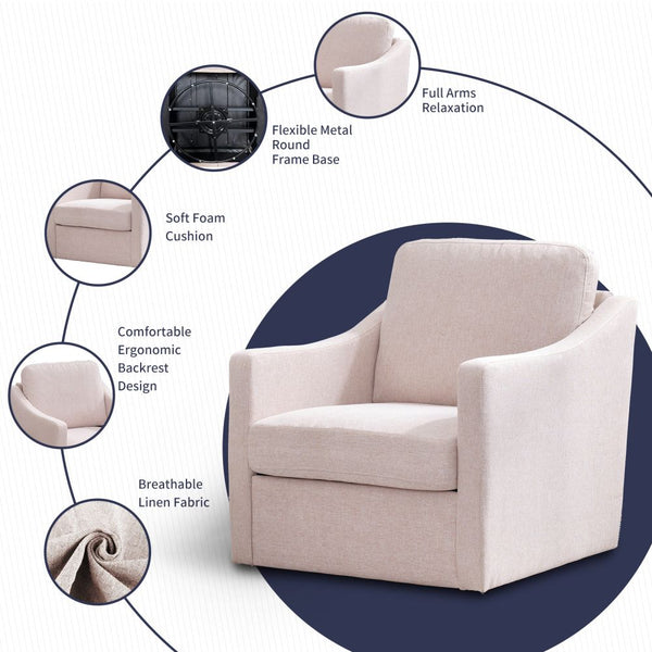 Mjkone Upholstered 360 Degree Swivel Accent Sofa Chair